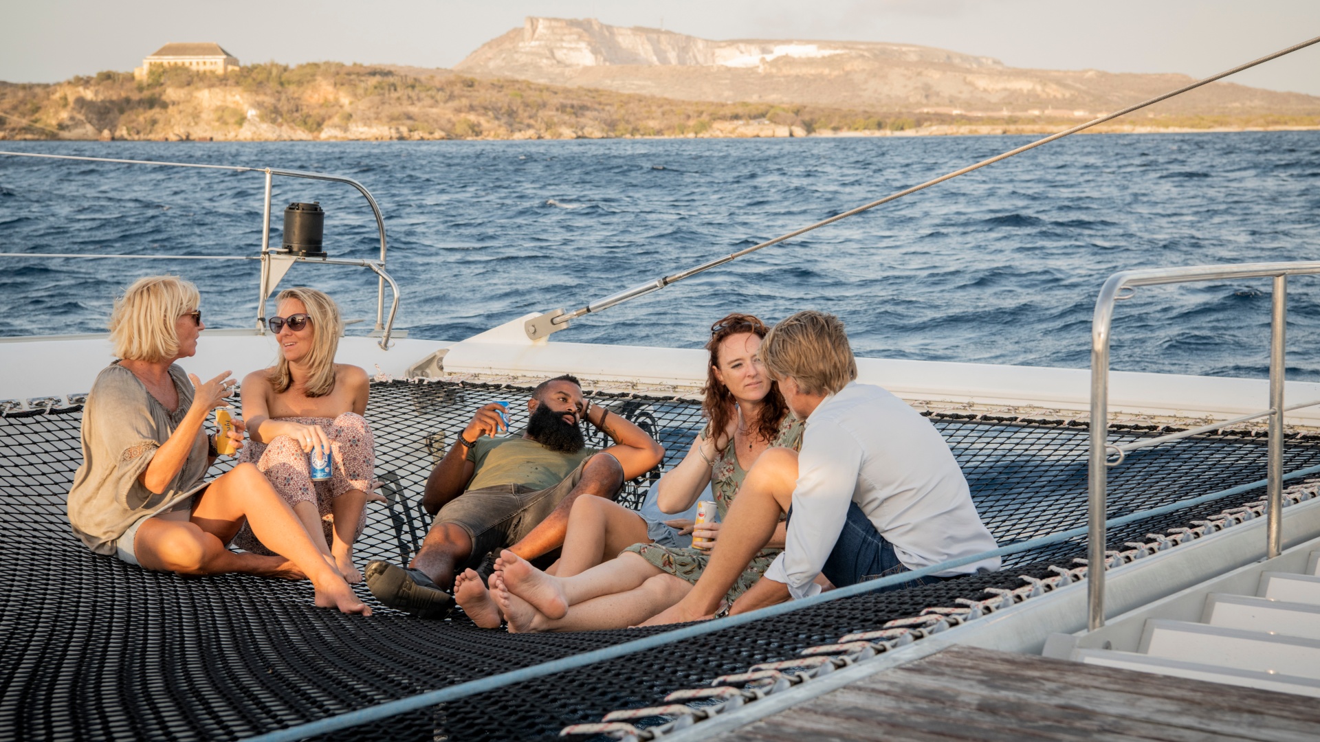 sunset catamaran BlueFinn