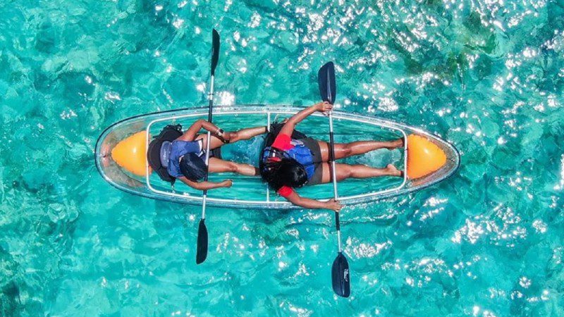 Passeio de canoa em curaçao com fundo de vidro para 2 pessoas