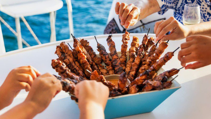 sunset trip curacao topcat catamaran snacks 800x450 1