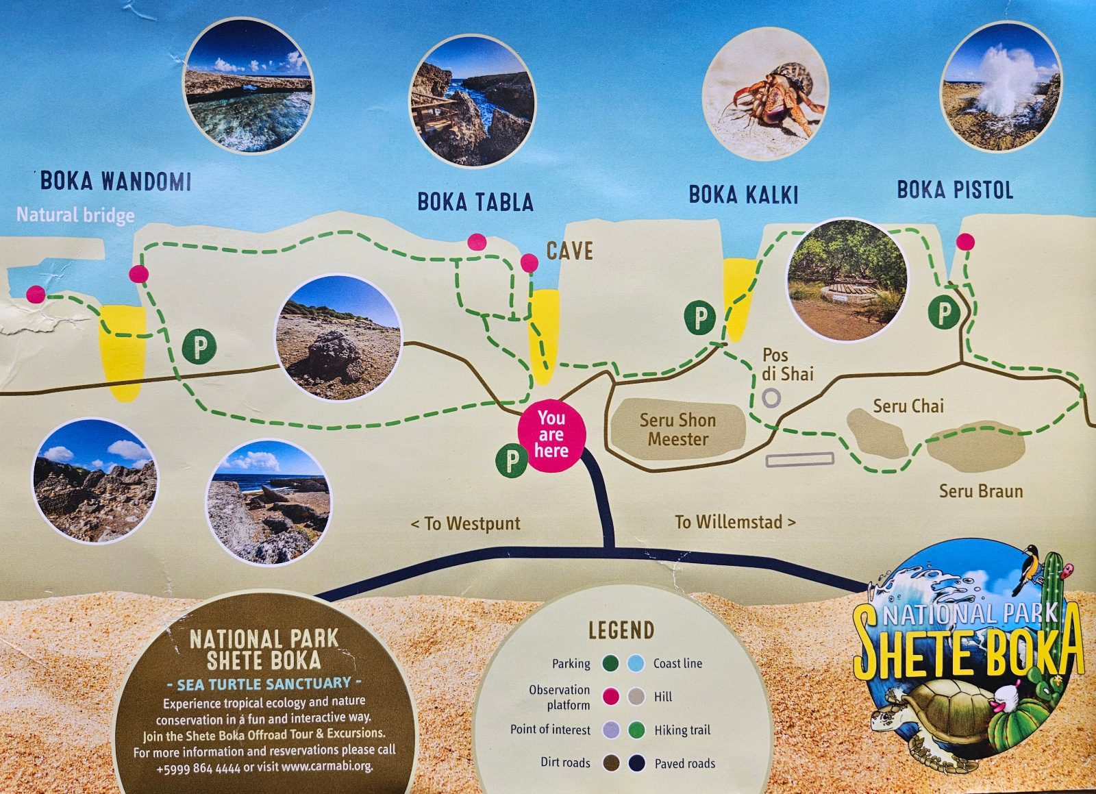 mapa del Parque Nacional Shete Boka Curaçao